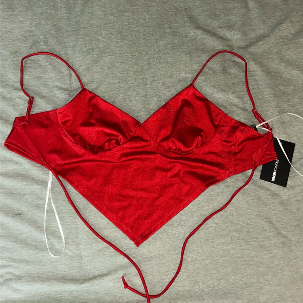 Red Satin Fashion Nova Top